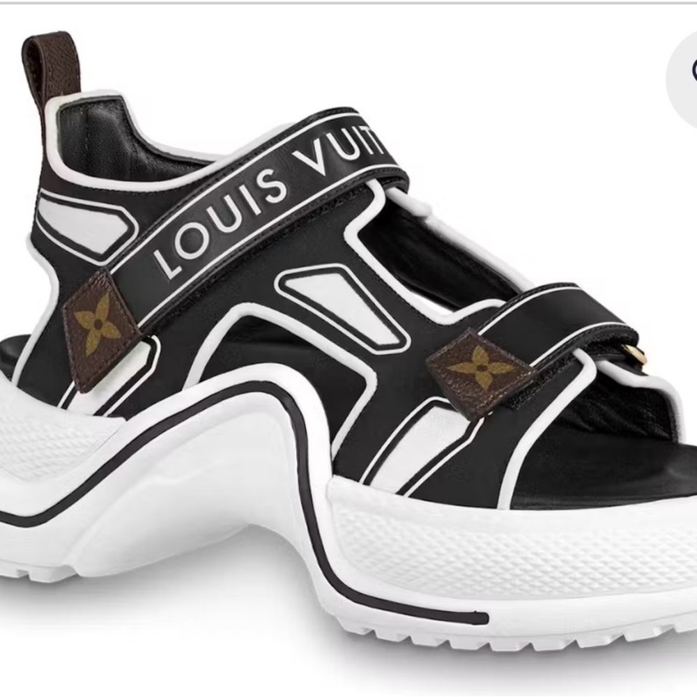 Louis Vuitton Black and White Strap Sandals - Picture 2 of 5